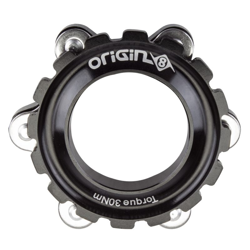 Origin8 Thru-Axle CenterLock Disc Adapter - 6H/CTR Lock Black f/THRU-AXLE
