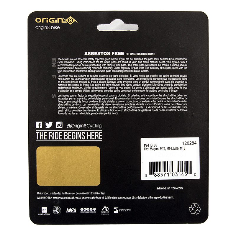 Origin8 SM-35 Brake Pads - Disc Vise Semi-Met Magura MT2/MT4/MT6/MT8