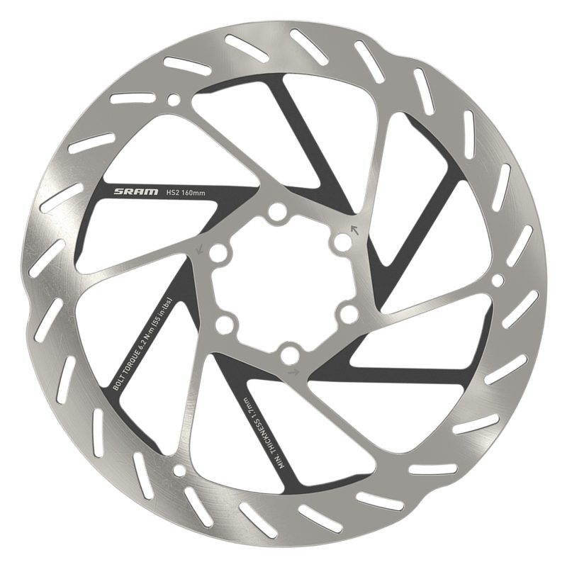 SRAM HS2 Disc Rotor - 160 6B Rounded w/STL Bolts Silver/Black