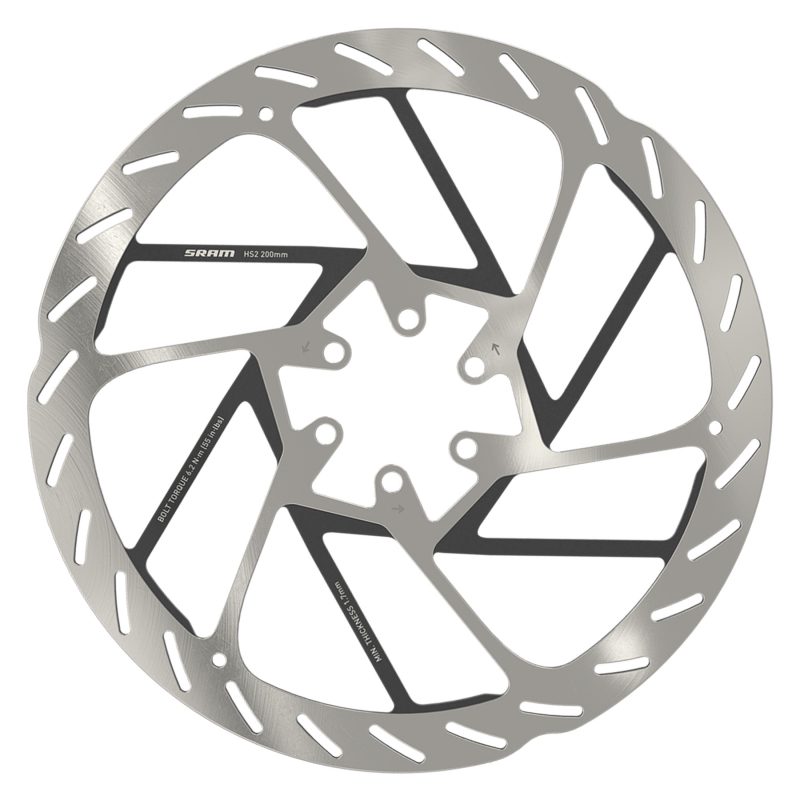 SRAM HS2 Disc Rotor - 200 6B Rounded w/STL Bolts Silver/Black