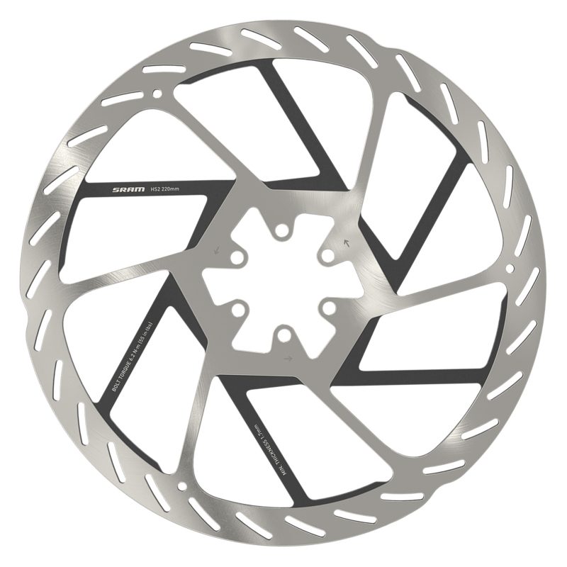 SRAM HS2 Disc Rotor - 220 6B Rounded w/STL Bolts Silver/Black