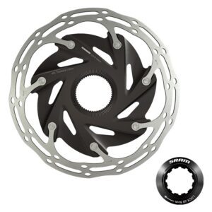 SRAM Centerline X Road 2-Piece Disc Rotor - 140 C-Line Xr-Road CL 2-PIECE Rounded w/LOCK Ring Silver/Black