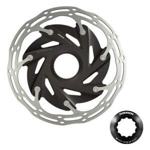 SRAM Centerline X Road 2-Piece Disc Rotor - 160 C-Line Xr-Road CL 2-PIECE Rounded w/LOCK Ring Silver/Black