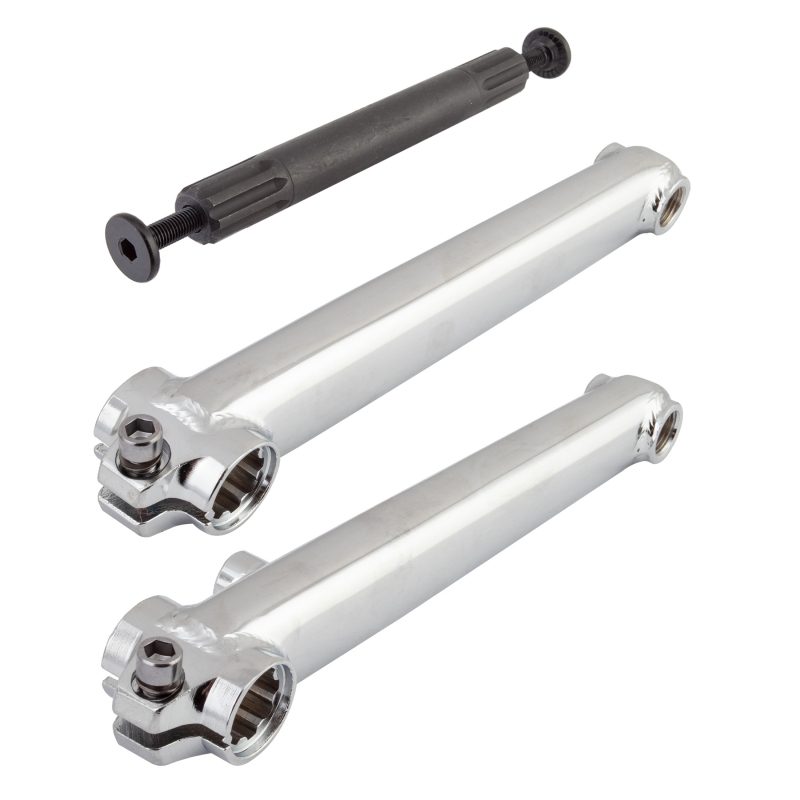 SE Bikes Rad Series Cranks - Crankarm Set BMX Cromo 175 3PC 19mmx8T Spline Chrome w/BB Axle