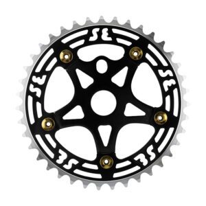 SE Bikes One Piece Alloy Chainring & Spider - 1pc 39T 1/8 Alloy w/SPIDER Black/Black Chrome