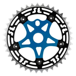 SE Bikes One Piece Alloy Chainring & Spider - 1pc 39T 1/8 Alloy w/SPIDER BK/BU Chrome