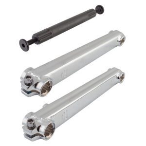 SE Bikes V-Ridge Cranks - Crankarm Set BMX V-Ridge 175 3PC 19mmx8T Spline Chrome w/BB Axle