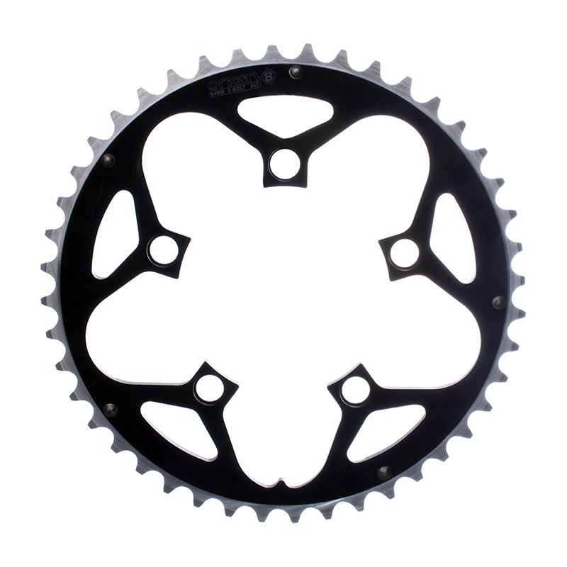 Origin8 Alloy Chainring - 94mm 44T Ramped Black/Silver