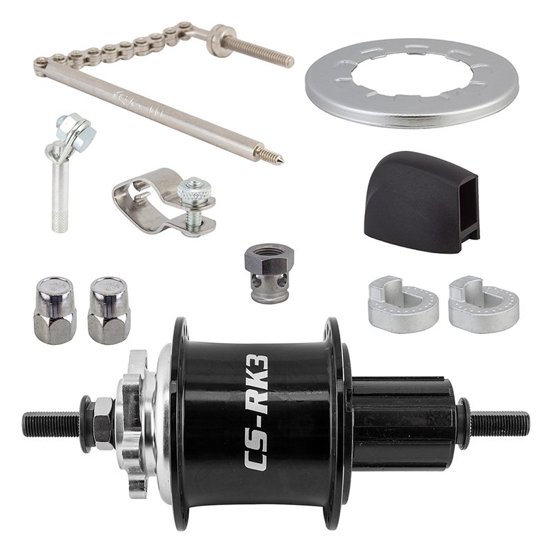 Sturmey Archer CSRK3 3x8sp Hub Kit - Rear S/A 3sp 3x8sCASS 6B 36 Black w/TRIM KIT/NO-SHIFTER 135/180mm Non-Rotary