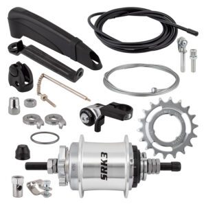 Sturmey Archer SRK3 3sp Hub Kit - Rear S/A 32 6B Silver w/TRIM KIT/THUMB-SHIFTER SLS30-T 135/185mm Non-Rotary