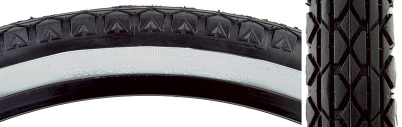 Sunlite Cruiser V52 Tire - 26x2.125 Black/White FOLD-CB/30 65psi