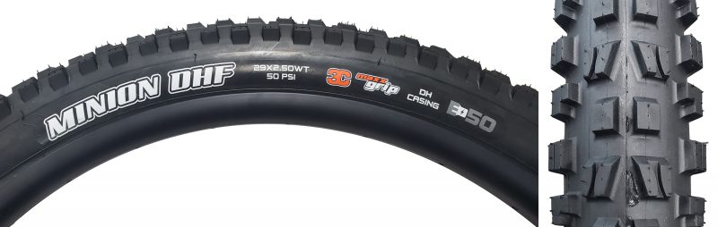 Maxxis Minion DHF Tire - 29x2.5 Black FOLD/60x23CG/DH/2PLY/TR/E50/WT