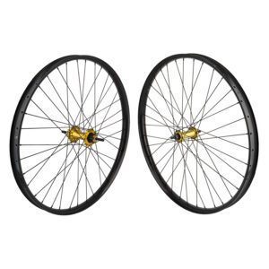 SE Bikes Beast Mode Wheel Set - Pair 27.5 584x36 Black 36 Racing NON-DISC(FT) 6 BOLT(RR) 1sCAS 3/8 Loose Seal Gold 110mm 142mm DTI2.0BK