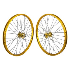 SE Bikes 24in Wheel Set - Pair 24x1.75 507x24 Gold 36 1s FW Seal 3/8 Gold 110mm DTI2.0BK