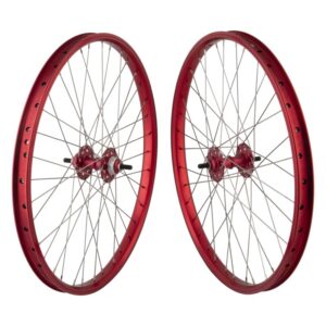 SE Bikes 24in Wheel Set - Pair 24x1.75 507x24 Red 36 1s FW Seal 3/8 Red 110mm DTI2.0SL