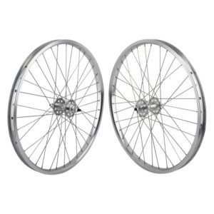 SE Bikes 24in Wheel Set - Pair 24x1.75 507x24 Silver 36 1s FW Seal 3/8 Silver 110mm DTI2.0SL