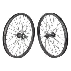 SE Bikes 20in Wheel Set - Pair 20x1.75 406x24 RIPPER(21) Black Nmsw 36 1s FF Loose 3/8 Black 110mm 14gBK