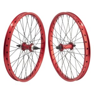 SE Bikes 20in Wheel Set - Pair 20x1.75 406x24 RIPPER(22) Red Nmsw 36 1s FF Loose 3/8 Red 110mm 14gBK