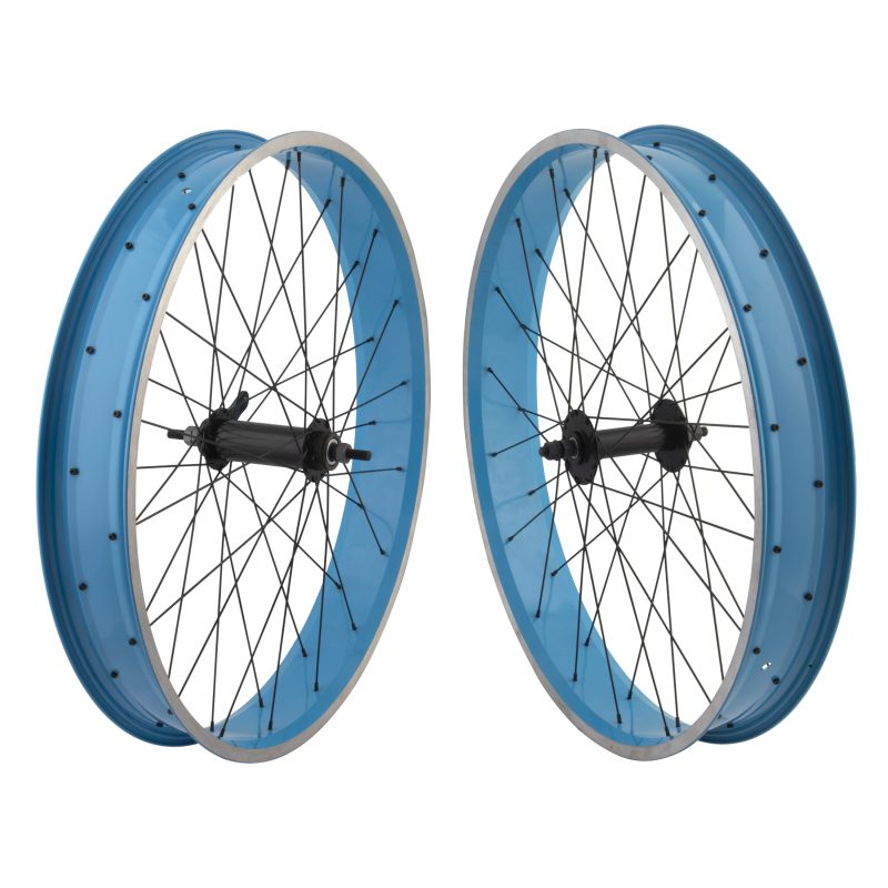 Wheel Master 26" Alloy Fat Wheel - Pair 26x4.0 559xXX Alloy Aqua Msw 36 Steel 1sp CB BO Black 135/170mm 14gBK