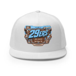 29ers Race Plate Trucker Hat - Sky / Brown - front