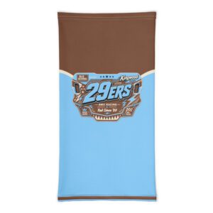 29ers Retro Race Neck Gaiter - Sky / Brown - front