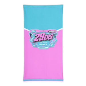 29ers Retro Race Neck Gaiter - Blocks Pink / Teal - front