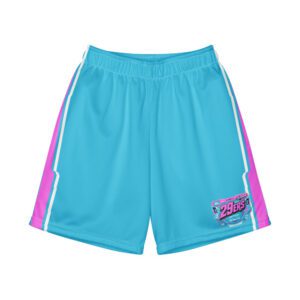 29ers Youth Retro Race Shorts - Blocks Pink / Teal - front