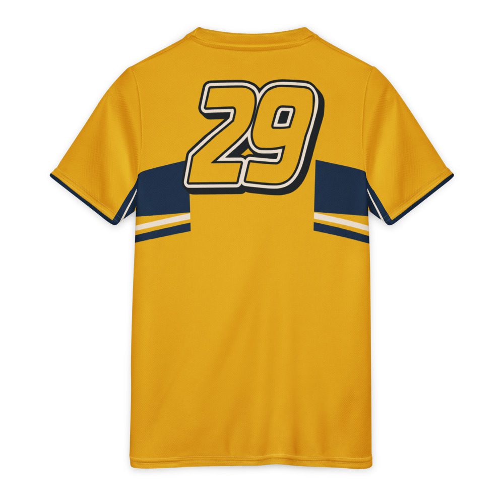 29ers Youth Race Jersey A - Plate Panel - Yellow / Navy - back