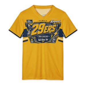29ers Youth Race Jersey A - Plate Panel - Yellow / Navy - front