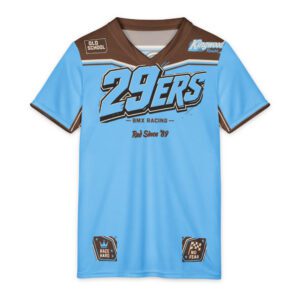 29ers Youth Race Jersey B - Classic Moto - Sky / Brown - front