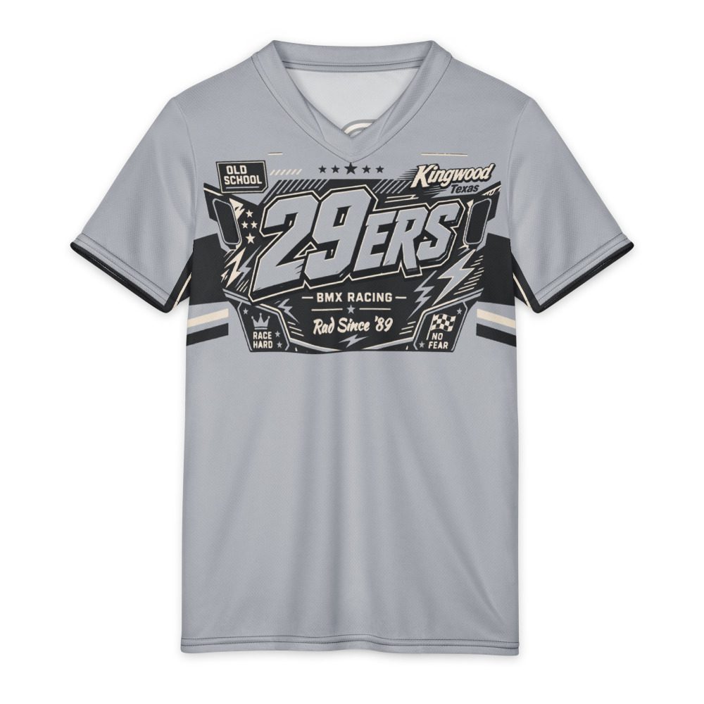 29ers Youth Race Jersey A - Plate Panel - Stealth Silver / Black - front