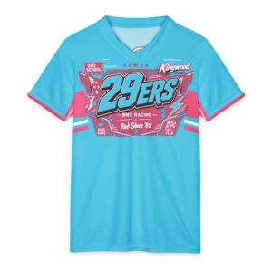 29ers Youth Race Jersey A - Plate Panel - Speedster Sky / Pink - front
