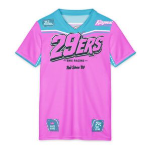 29ers Youth Race Jersey B - Classic Moto - Blocks Pink / Teal - front