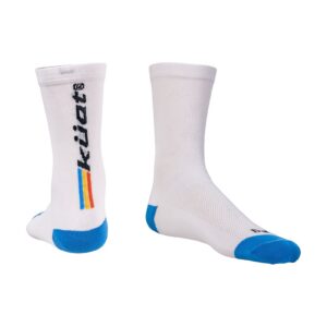 Kuat DeFeet 6 inch Aireator White Sock with Retro Stripe Logo