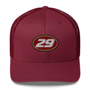 29ers "Oxblood" Oval 29 Trucker in Cranberry - front