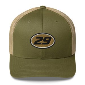 29ers "Field Olive" Oval 29 Trucker in Moss/ Khaki - front