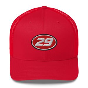 29ers "Fire Red" Oval 29 Trucker in Red - front