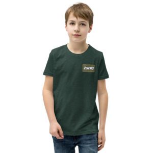 29ers "Field Olive" Youth Number Plate Tee in Heather Forest - front