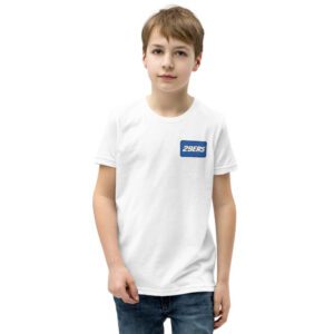 29ers "Cobalt" Youth Number Plate Tee in White - front